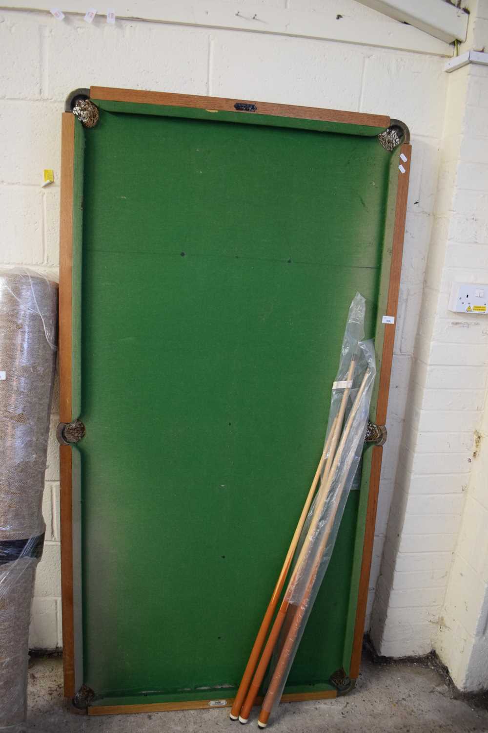 Lot 306 - VINTAGE POOL TABLE WITH FOLDING LEGS