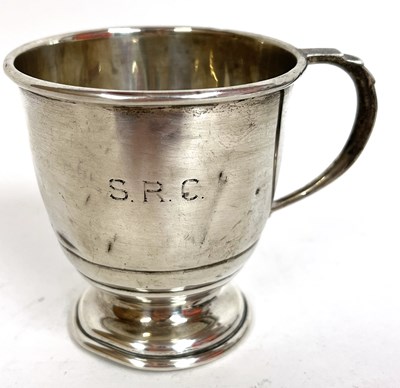 Lot 6 - George VI silver mug with reeded sections and...