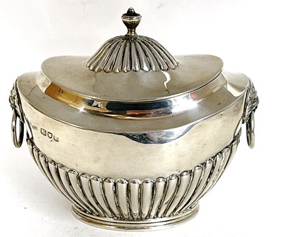 Lot 16 - A hallmarked silver tea caddy of oval form,...