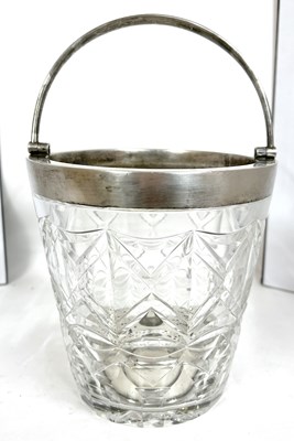 Lot 27 - A vintage cut glass ice bucket of pail form...