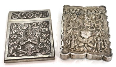 Lot 32 - Two Burmese white metal card cases with...