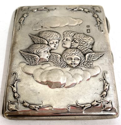 Lot 49 - A late Victorian card case, the front embossed...