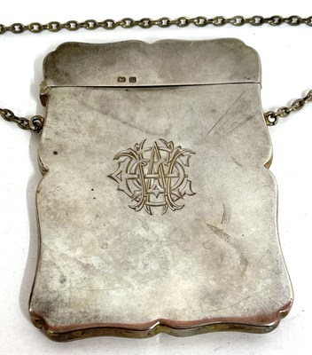 Lot 50 - A George V silver card case with wavey edges,...