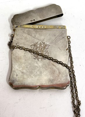 Lot 50 - A George V silver card case with wavey edges,...