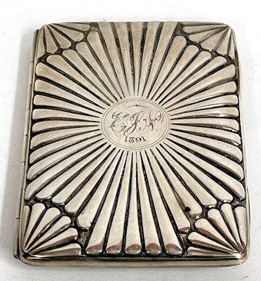 Lot 66 - A Victorian card case with radial embossed...