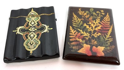 Lot 74 - A vintage painted transferred card case...