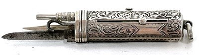 Lot 85 - A small Victorian combined silver sliding...