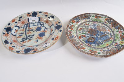 Lot 305 - Two 18th Century Chinese porcelain plates, one...