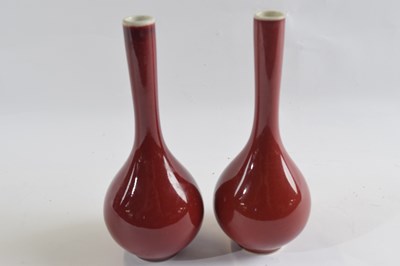 Lot 328 - A pair of Chinese porcelain flambe teardrop...