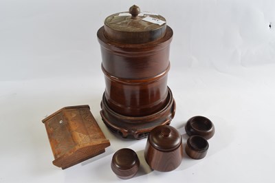 Lot 330 - Mixed Lot:  Cylindrical wooden box and cover...