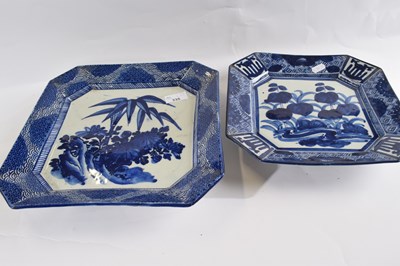 Lot 335 - A Japanese porcelain shaped dish with floral...