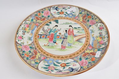 Lot 336 - A Chinese porcelain dish with polychrome...