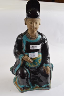 Lot 338 - A Chinese pottery terracotta figure of a...