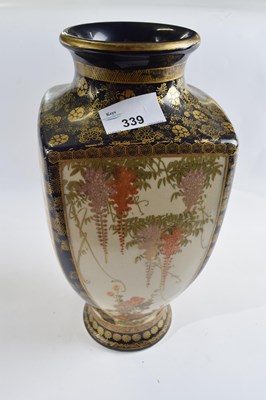 Lot 339 - Japanese Satsuma vase with quatrolobe...