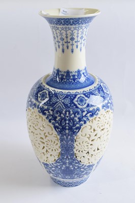 Lot 343 - An unusual Chinese porcelain reticulated vase...