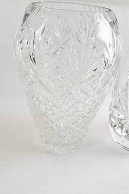 Lot 350 - Large lead crystal vase with etched design,...