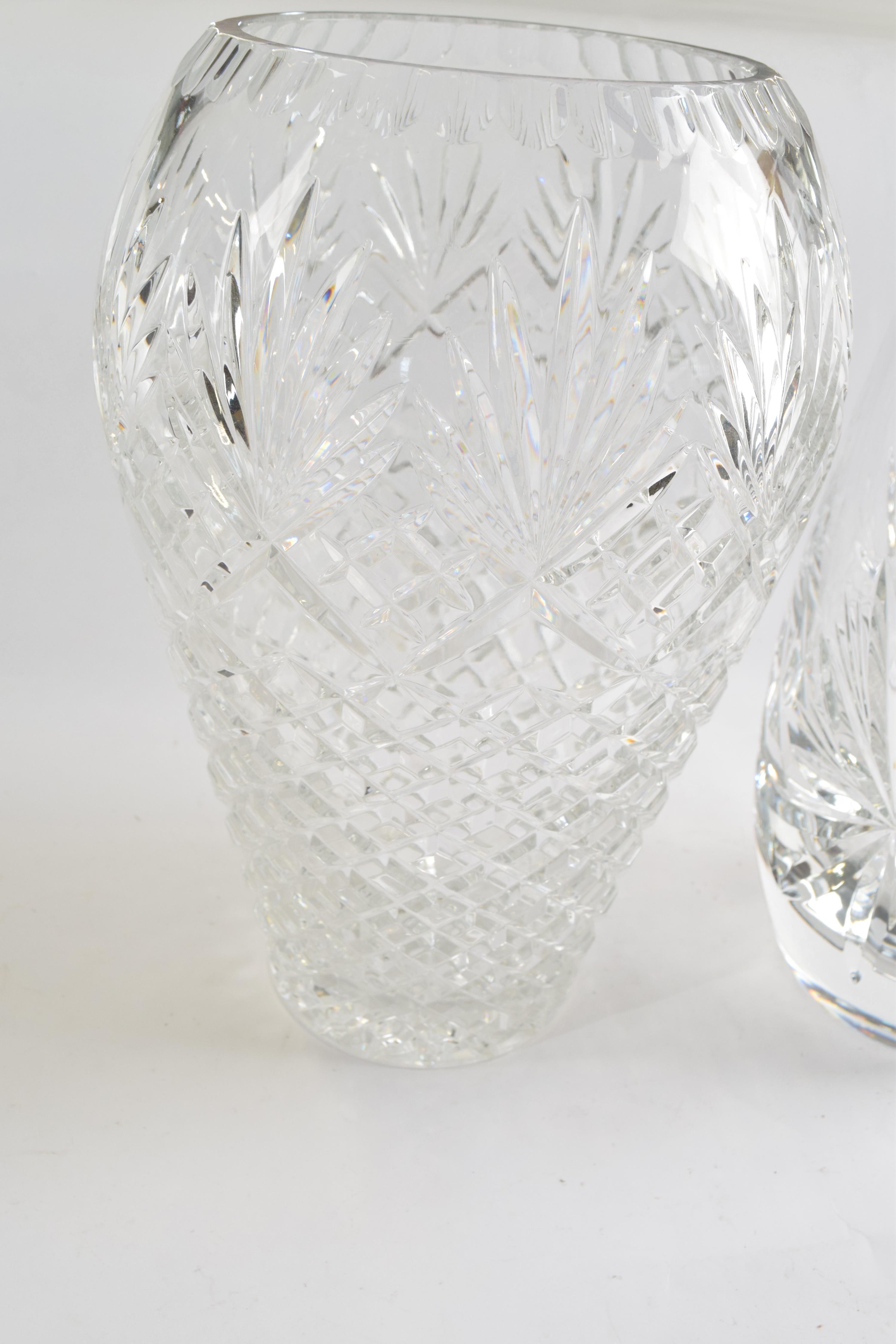 Lot 350 Large lead crystal vase with etched design,