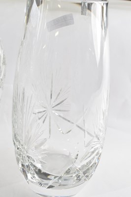 Lot 350 - Large lead crystal vase with etched design,...