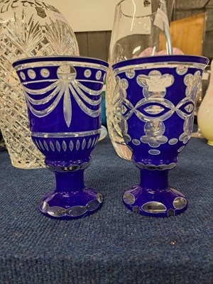 Lot 351 - Two bohemian style goblets with a blue...