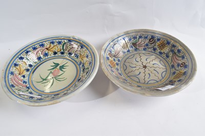 Lot 356 - A pair of delft style bowls with polychrome...