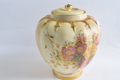 Lot 361 - A Royal Worcester blush ground vase and cover...