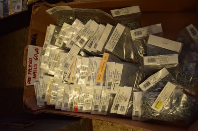 Lot 298 - BOX OF HARDWARE STORE AS NEW PRE-PACKED NAILS