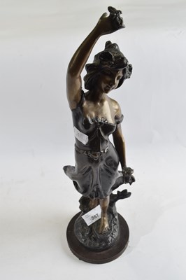 Lot 387 - A Spelter figure of an Art Nouveau lady, 36cm...