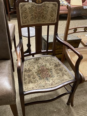 Lot 359 - Edwardian mahogany framed and inlaid armchair...