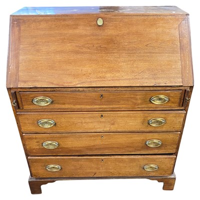 Lot 551 - Early 19th Century red walnut bureau with full...