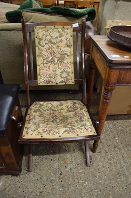 Lot 355 - SMALL HARDWOOD FOLDING FRAMED CHAIR DECORATED...