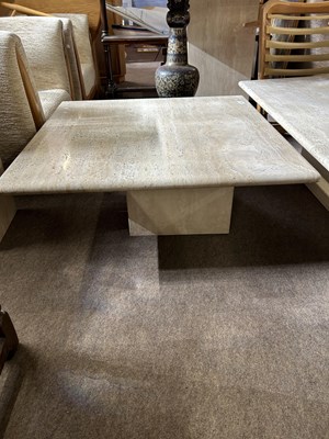 Lot 558 - A modern marble coffee table, 79cm square top...