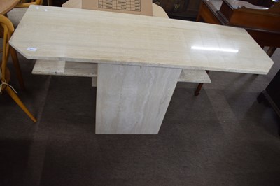 Lot 560 - A modern marble pedestal side table, 140cm wide