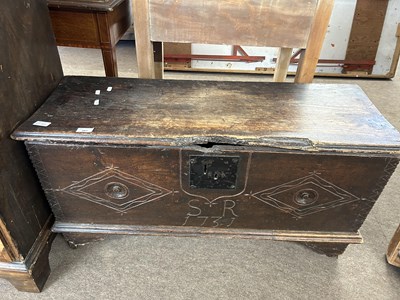 Lot 567 - An 18th Century oak blanket box or coffer, the...
