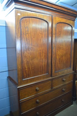 Lot 574 - A large Victorian mahogany linen press cabinet...