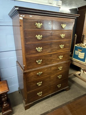 Lot 546 - A Georgian mahogany chest on chest, the top...