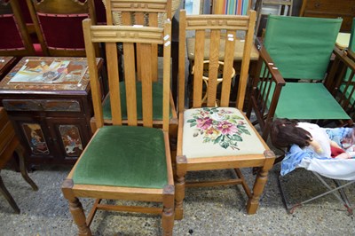 Lot 370 - THREE OAK FRAMED DINING CHAIRS