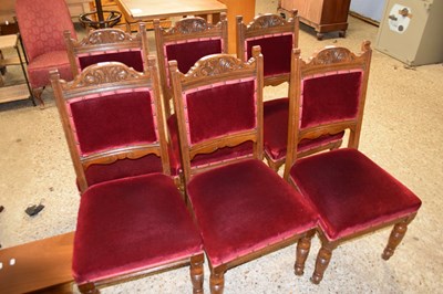 Lot 324 - SET OF SIX LATE VICTORIAN RED UPHOLSTERED...