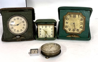 Lot 338 - Mixed lot of travel clocks, three with display...