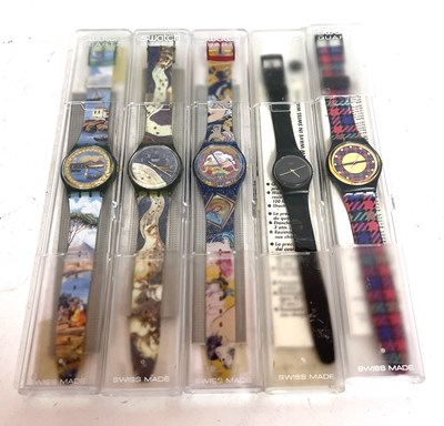 Lot 326 - Lot of five quartz Swatch wrist watches, all...