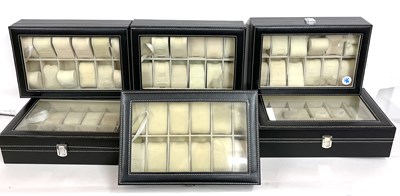 Lot 335 - A lot of seven wrist watch display boxes