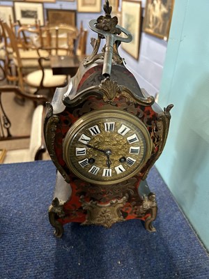 Lot 421 - Late 19th Century Boulle clock complete with key