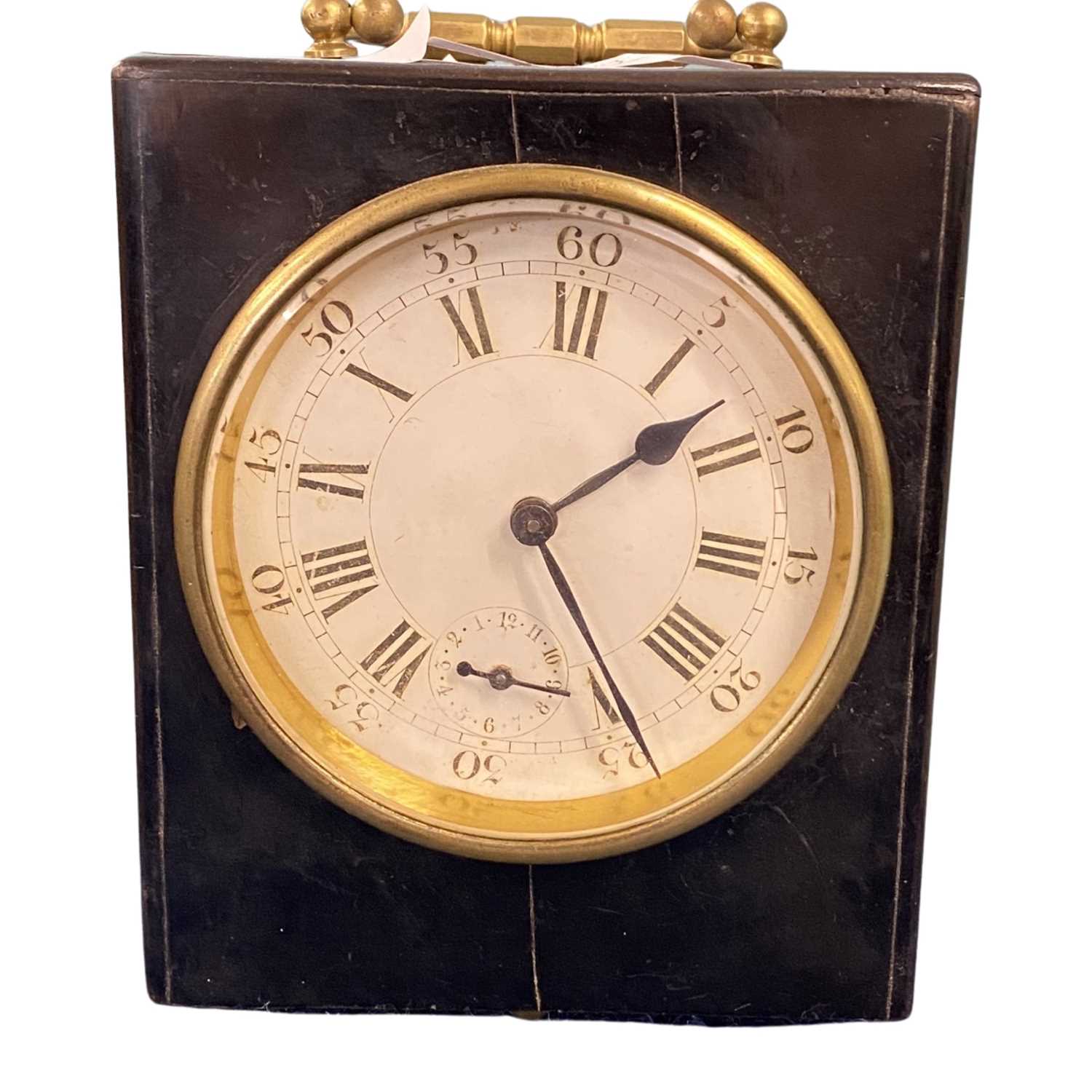 Lot 389 Small black mantel clock in black wooden