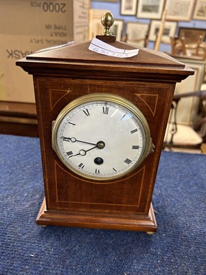 Lot 434 - Early 20th Century mantel clock, white enamel...