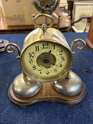 Lot 435 - Early 20th Century brass alarm clock with two...