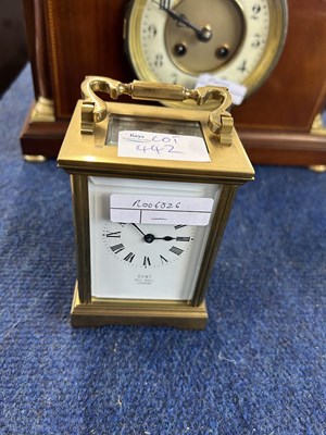 Lot 442 - An early 20th Century brass carriage clock,...