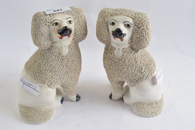 Lot 443 - A pair of Staffordshire porcelain poodles with...