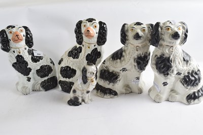Lot 444 - A group of five Staffordshire spaniels all...