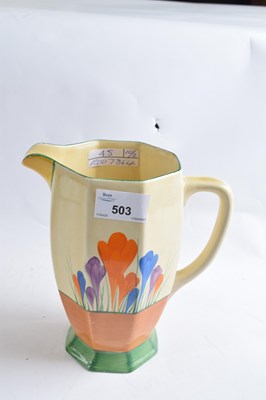 Lot 503 - A Clarice Cliff tall jug of faceted form...