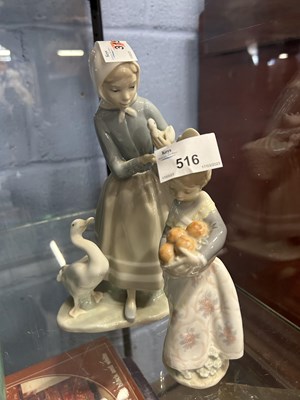 Lot 516 - Lladro model of a goose girl together with a...