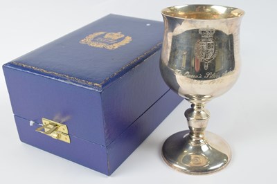 Lot 265 - Silver goblet in original box made to...
